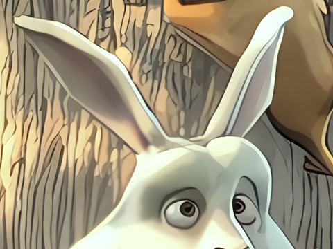 Zoomed AI upscaled frame — sharp lines and clean detail